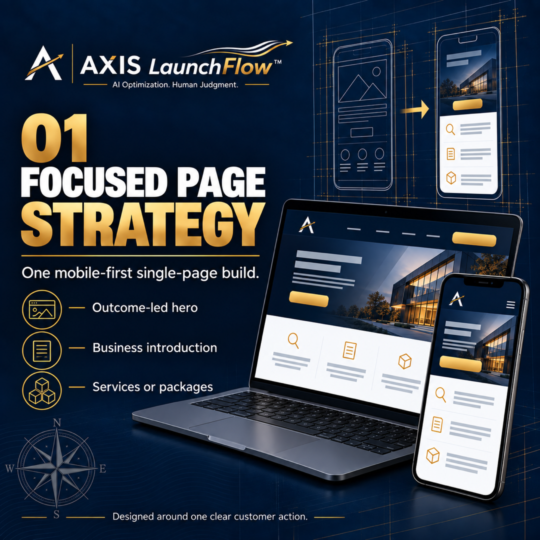 LaunchFlow step 01 — Focused page strategy: one mobile-first single-page build